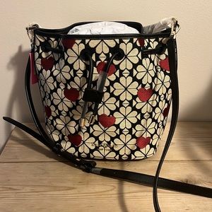 Kate Spade bag cream with red hearts